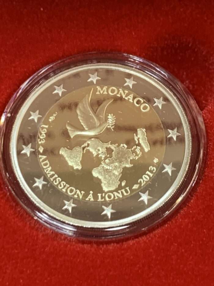 2 euro Monaco 2013 Proof - 20° anniversario dell'adesione del Principato di Monaco all'ONU - immagine 2