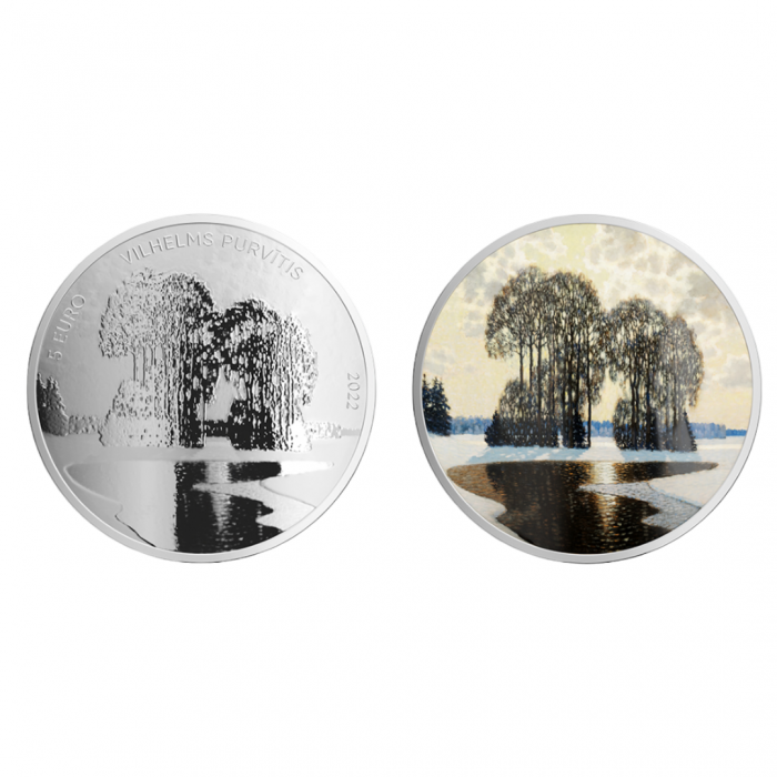 silver 2022 Silver coin 5 euro Latvia 2022 - 150th Birth Anniversary of Artist Vilhelms Purvītis - Image 1