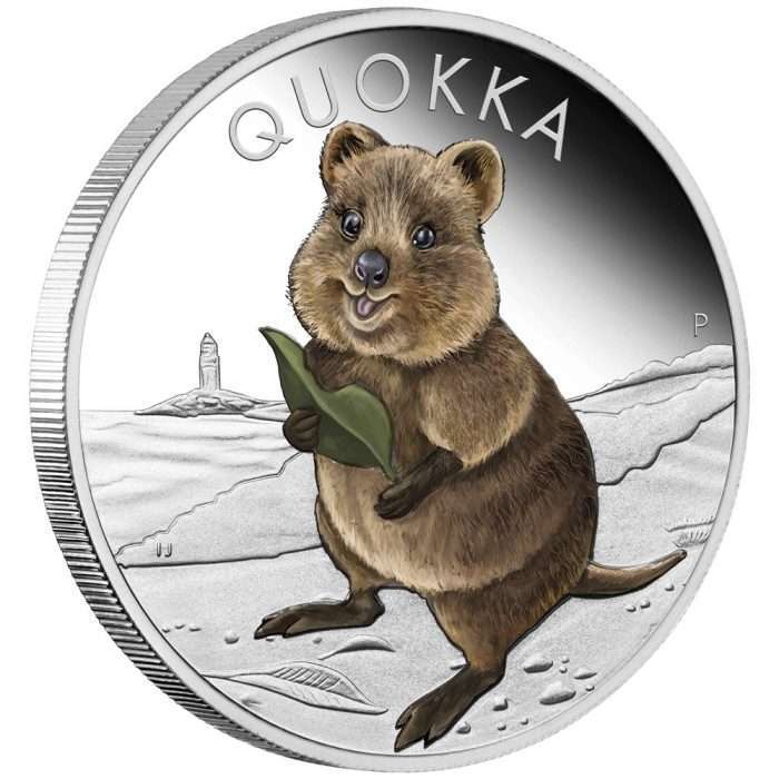 Moneda de plata coloreada 1$ Australia 2021 – Quokka PROOF 1 oz - Imagen 1