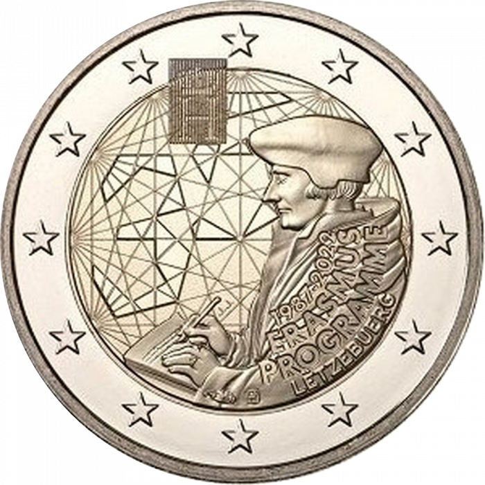 Erasmus Luxembourg -muokattu ROLL muovi 2 euroa Luxemburg 2022 – Erasmus-ohjelman 35 vuotta - Image 2