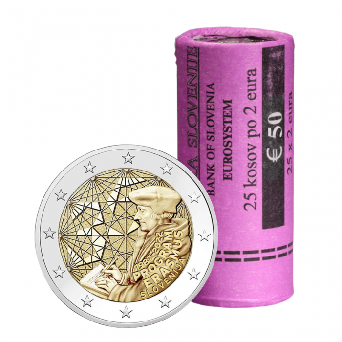 Erasmus Slovenia ROLL РОЛЛ 2 евро Словения 2022 — 35-летие программы Erasmus — изображение 1