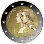 РОЛЛ пластиковый 2 евро Люксембург 2022 - 10 лет со дня свадьбы герцога Люксембурга Гийома и герцогини Стефании — изображение 2