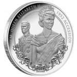 5 dollarin Tokelau 2022 hopearaha – Hänen Majesteettinsa kuningatar Elizabeth II:n valtaistuimelle 1952