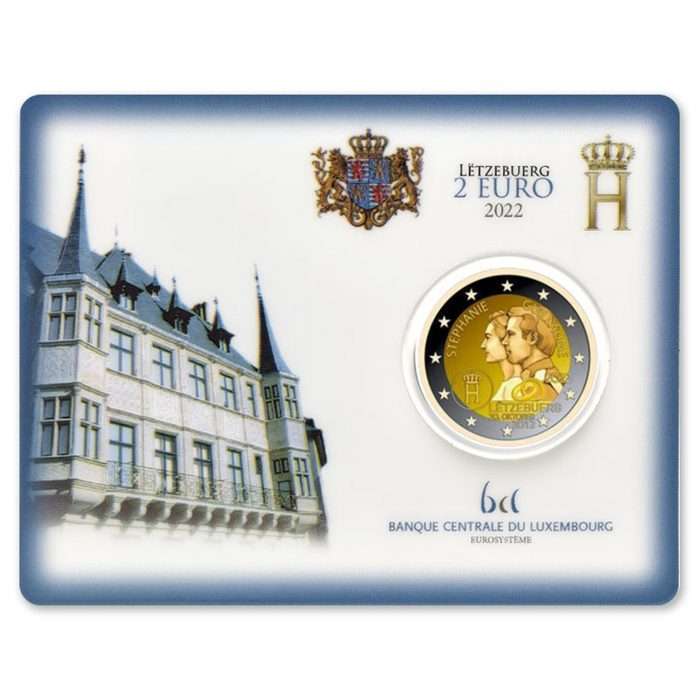 2 euros Luxemburgo 2022 - 10º aniversario de bodas del Duque Guillermo de Luxemburgo y la Duquesa Estefanía BU - Imagen 1