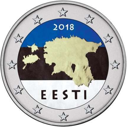 Moneda de color 2 euro Estonia 2018 - Mapa de Estonia (emisión regular)