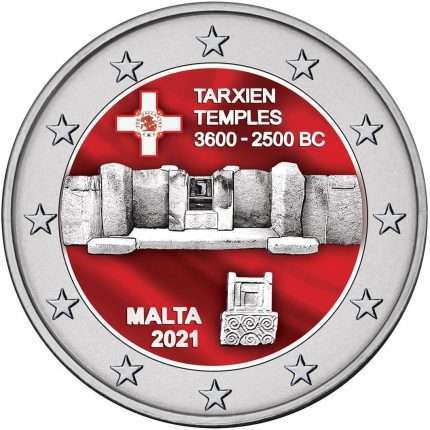 Värviline 2-eurone münt Malta 2021 – Tarxieni tempel