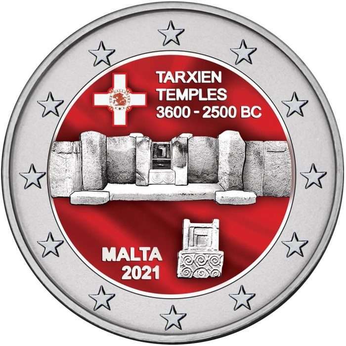 Moneda 2 euro color Malta 2021 - Templo Tarxien - Imagen 1