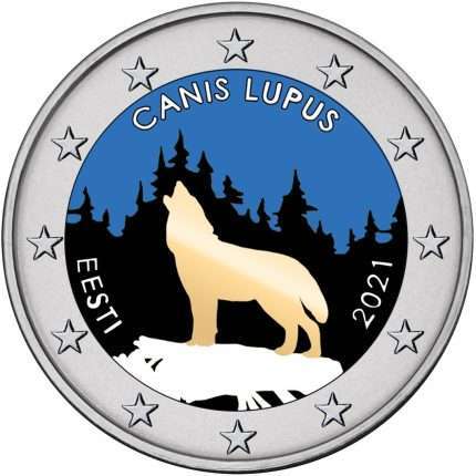 Värillinen 2 euron kolikko Viro 2021 - Kansallinen eläinsusi (lippu)