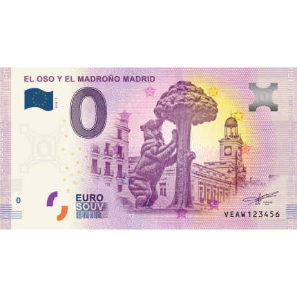 0 euro Spain 2018 - Sculpture "Bear and Strawberry Tree" in Madrid
