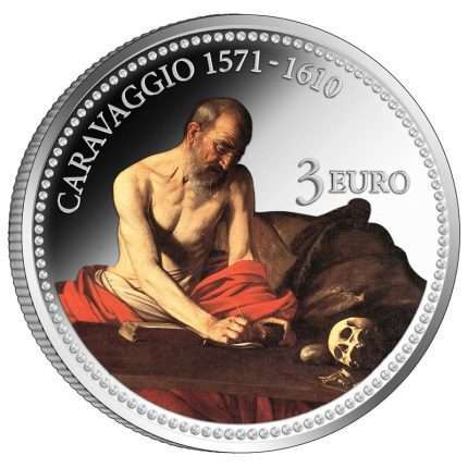 3 euro colored coin Malta 2022 - Saint Jerome Writing