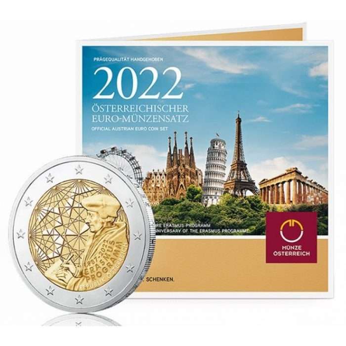 Austria Bank Set 2022 Erasmus Pankkisarja eurokolikoita Itävalta 2022 BU Erasmus - Image 1
