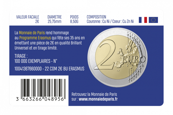 Erasmus France BU 2 2 euro France 2022 - 35th anniversary of the Erasmus BU program - Image 2