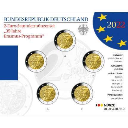 2 евро Германия 2022 — 35-летие программы Erasmus (ADGFJ) BU