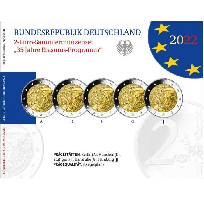 2 eurot Saksamaa 2022 – Erasmuse 35. aastapäev (ADGFJ) PROOF - Image 1