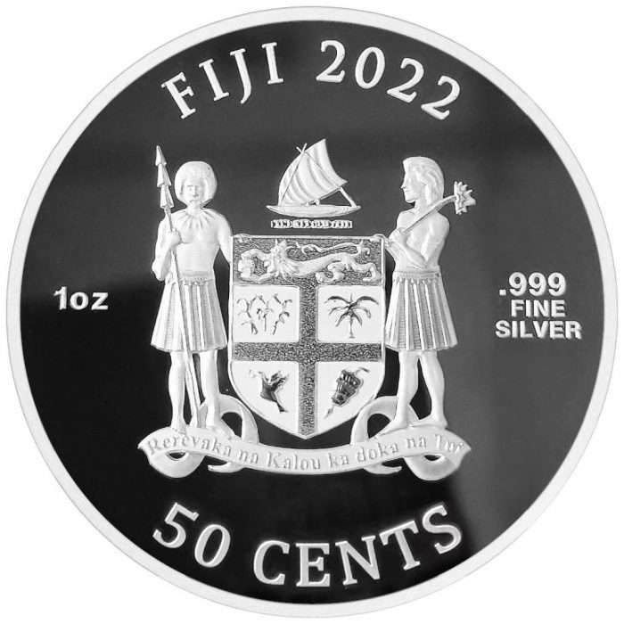 Fiji Silver 2022 Cani al contrario Moneta d'argento 50 centesimi Figi 2022 - Cani - immagine 2