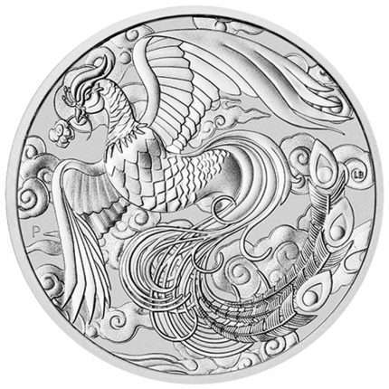 Серебряная монета $1 Австралия 2022 - Феникс - Китайские мифы и легенды