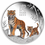 Цветная серебряная монета $1 Австралия 2022 - Год Тигра