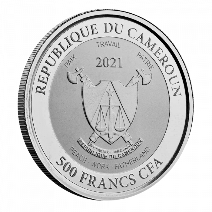 Moneta d'Argento ₣500 Camerun 2021 - Mandrillo - immagine 2