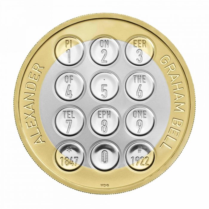 Moneda de 2 libras plata Gran Bretaña 2022 - Alexander Graham Bell - Imagen 2