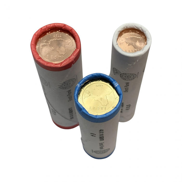 Estonia euro serie 2022 en rollos - 1 céntimo, 5 céntimos y 10 céntimos UNC - Imagen 1