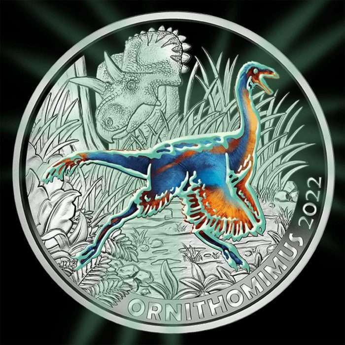 Moneda 3 euro colores Austria 2022 - Ornithomimus - Imagen 3