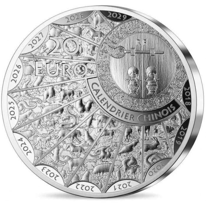 Moneda de 20 euros plata (alto relieve) Francia 2023 - Año del Conejo - Imagen 2