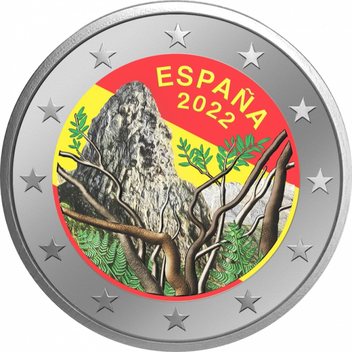 garajonay-modified Colored coin 2 euro Spain 2022 - Garajonay National Park - Image 1