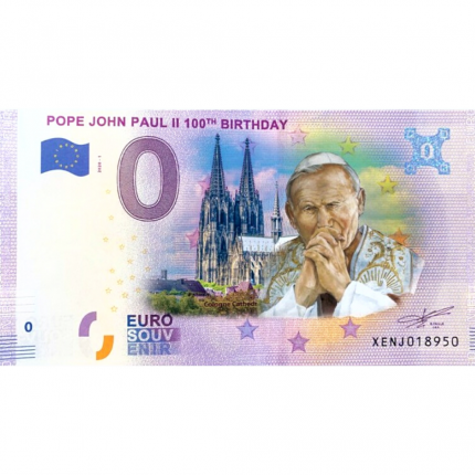 Värviline 0-eurone pangatäht Saksamaa 2020 – Johannes Paulus II