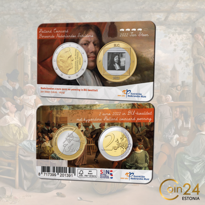Tarjeta Países Bajos 2022 "Jan Steen" - 2 euros emisión regular + token - Imagen 1