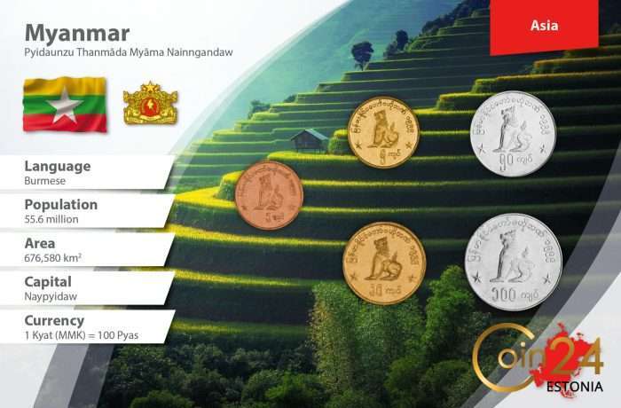 Myanmar_(Unión)_1988-2011_55150_frente Juego de monedas - Birmania - Imagen 1