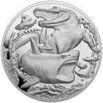 1-dollarine Niue 2022 hõbemünt – kiskjate sari "Krokodill ja hai"