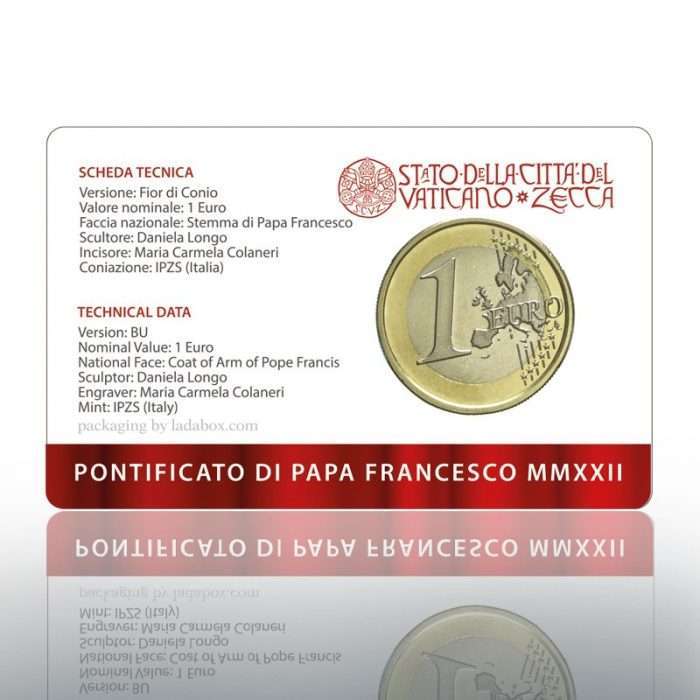 1 euro Vaticano 2022 - Papa Francisco Emisión N° 1 - Imagen 2