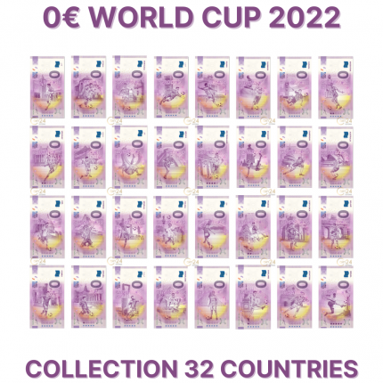 ПОЛНАЯ КОЛЛЕКЦИЯ ноль евро 2022 - Чемпионат мира по футболу в Катаре 2022 (32 купюры)