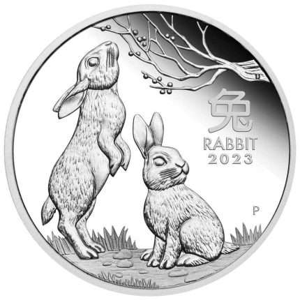 Cеребряная монета 1 AUD Австралия 2023 - Год кролика 1 oz PROOF
