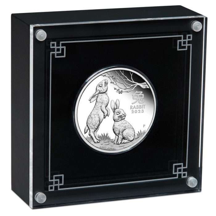 AUS rabbit 1 oz 3 1 AUD Hopeakolikko Australia 2023 - Kanin vuosi 1 oz PROOF - Image 3