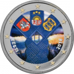 Moneta colorata 2 euro Estonia 2018 – 100° anniversario degli Stati baltici
