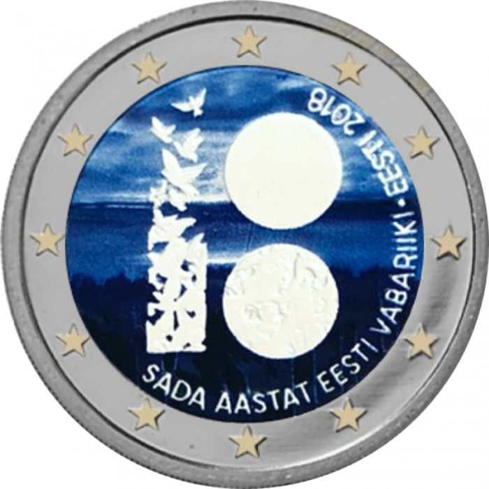 Moneta colorata 2 euro Estonia 2018 - 100° anniversario della Repubblica di Estonia - immagine 1