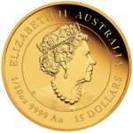 Золотая монета 15 AUD Австралия 2023 - Год кролика 1/10 oz PROOF — изображение 2