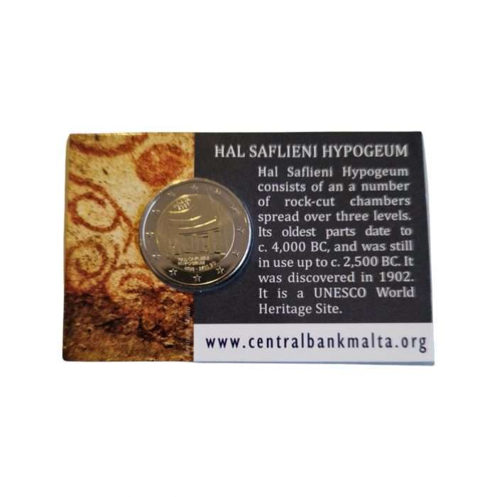 2 euros 2022 Malta - Hipogeo de Hal Saflieni en tarjeta BU - Imagen 1