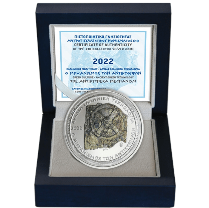 Серебряная монета €10 Греция 2022 - Антикитерский механизм — изображение 3