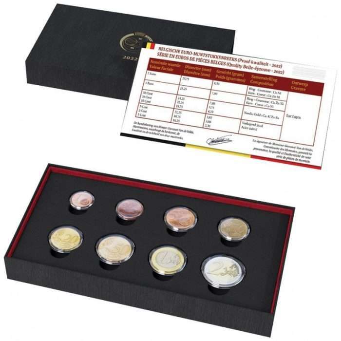 Belgien-388-Euro-KMS-2022-Kursmuenzensatz-2022-Proof Bank set of Belgium euro coins 2022 PROOF - Image 1