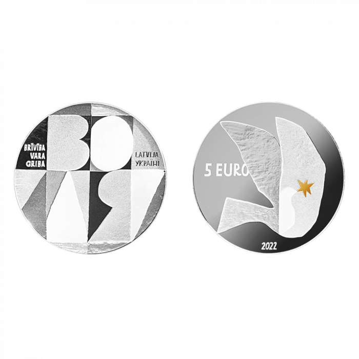 lvua 5 euro silver coin Latvia 2022 – Ukraine's fight for freedom - Image 1