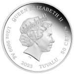 Цветная серебряная монета 0.5$ Тувалу 2023 - Год кролика — изображение 3