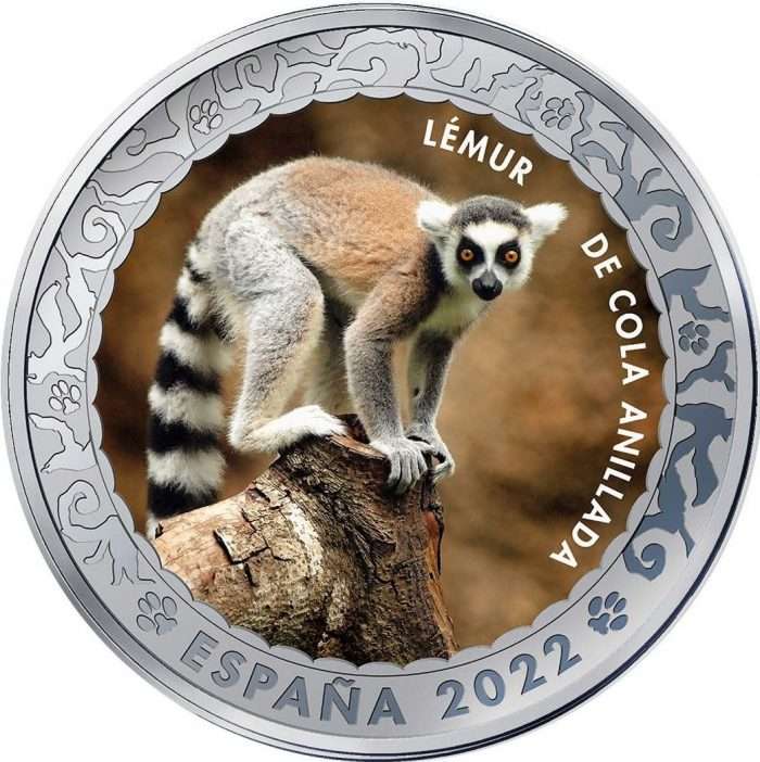 1,5 Euro España 2022 Especies Amenazadas - Lémur Cola Anillada - Imagen 1