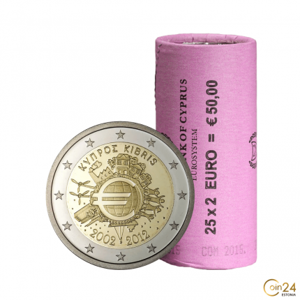 ROLL 2 euroa Kypros 2012 - 10 vuotta euroa
