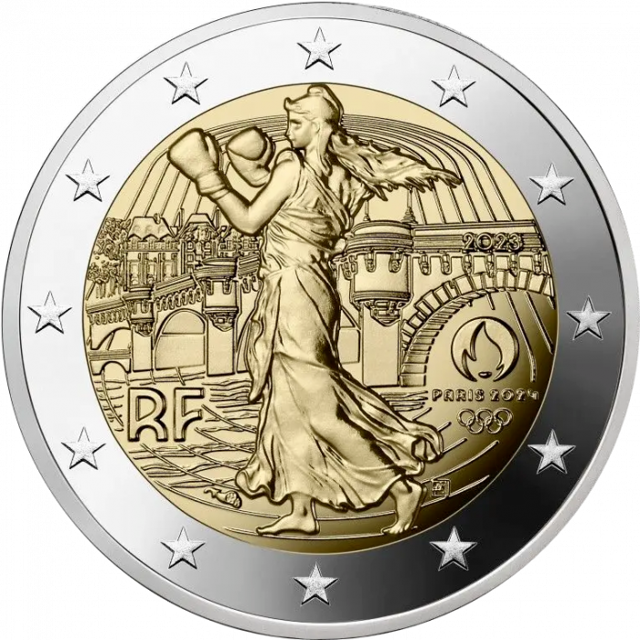 2 eurot Prantsusmaa 2023 – Olümpiamängud Pariisis 2024 "Poks" PROOF - Image 2