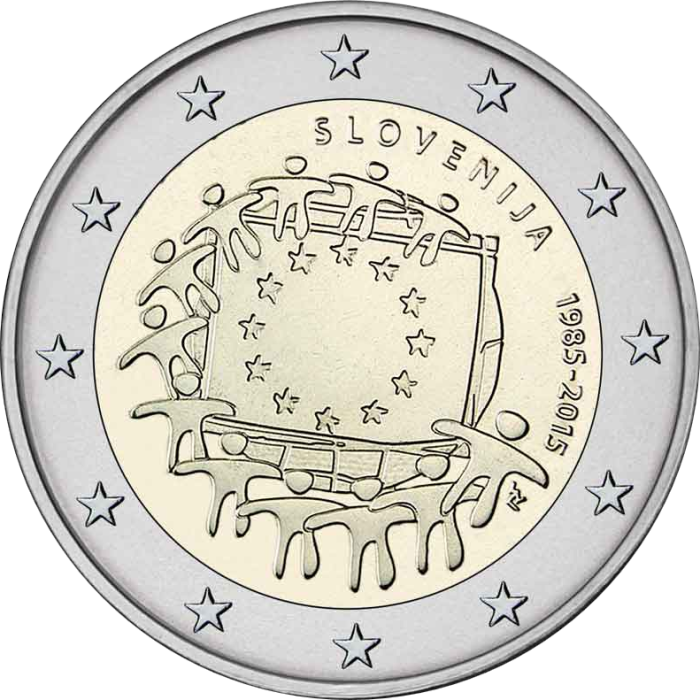ROLLO 2 euros Eslovenia 2015 - 30 aniversario de la bandera UE - Imagen 2