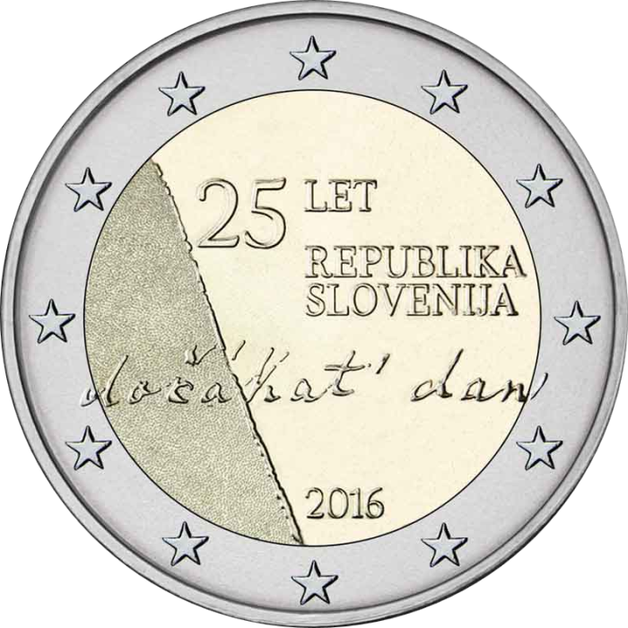 РОЛЛ 2 евро Словения 2016 - 25 лет независимости Словении — изображение 2