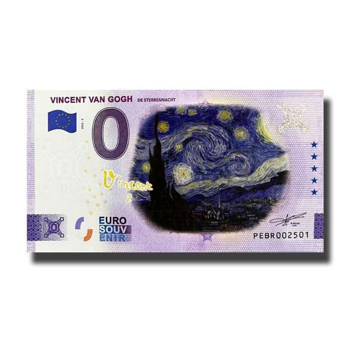 Banconota da 0 euro colorata Paesi Bassi 2022 - Vincent Van Gogh - immagine 1