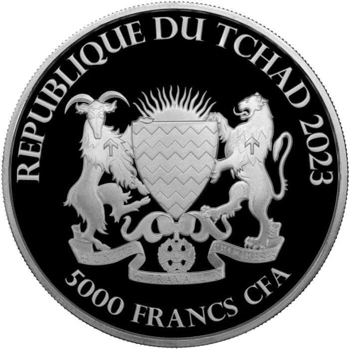Moneta d'argento 5000 franchi Repubblica del Ciad 2023 - Toro e Orso - immagine 2